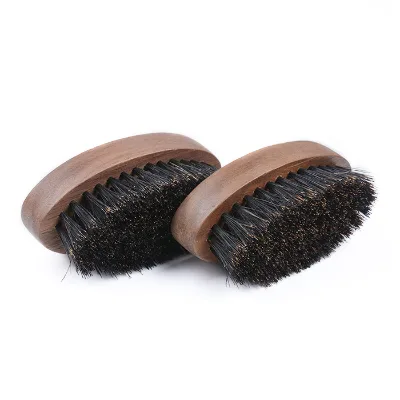 Factory Hot Selling Walnut Wood Beard Grooming Portable Brush Wooden Hair Brush Boar Bristle Custom Logo Small Beard Brushes