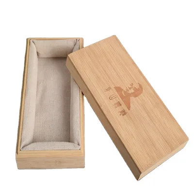 Modern Luxury Bamboo Wood Jewelry Storage Box with Velvet Cover Rectangle Gift Box for Necklace Packaging and Storage