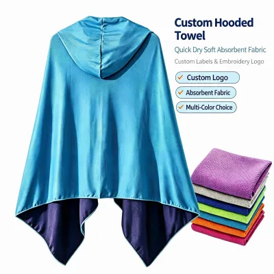 Custom Stretchy Breathable Hooded Cooling Towel | Quick Dry UV Protection Nylon Beach Shawl | for Pool Outdoor Cycling Sports