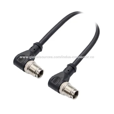 Led lighting male to male molded cable right angle waterproof connector m12 Y code 8plugs shielded