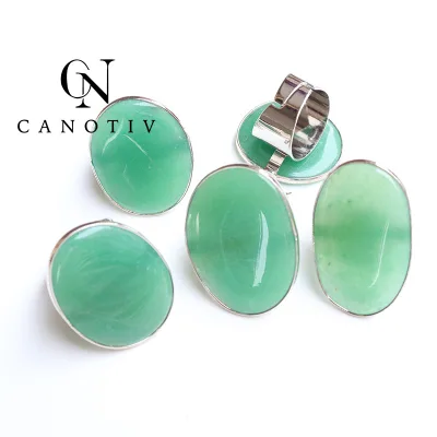 Irregular Natural Stone Finger Rings Plated Silver Metal Ring for Men Women Charms Accessory Adjustable