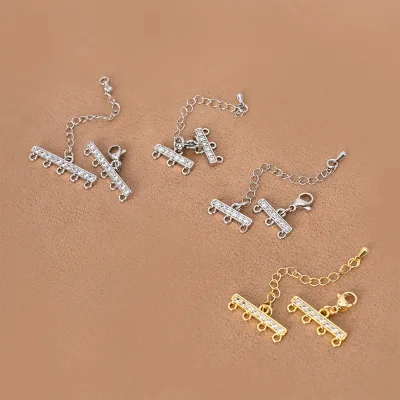 Sterling Silver S925 Pearl Clasp Multi-Row Connector for Double Triple Quadruple Strand Necklace Bracelet