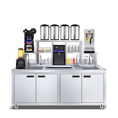 Bubble Tea Working Station Stainless Steel Customizable Size Silver