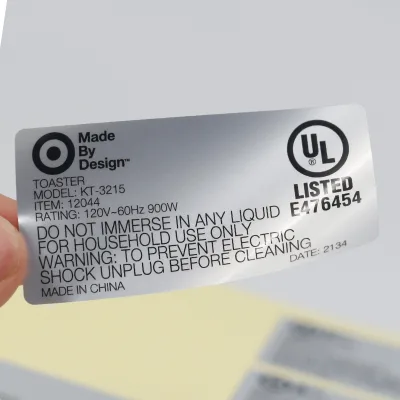 UL969-certified for Label Matte Silver Adhesive PET Materialwaterproof Tear-resistant Temperature-resistant Customizable