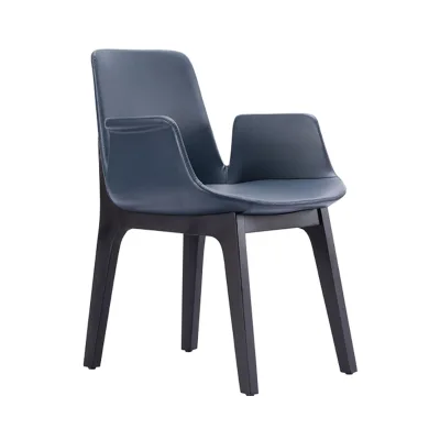 High Quality Modern Minimalist Design Leather Wooden Dining Chairs Foldable Modular Home Furniture Leisure Chairs Bedroom Villa