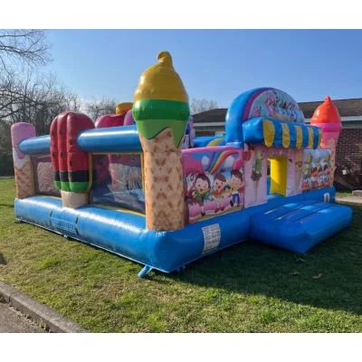 Ice Cream Dessert Themed Inflatable Bouncer Portable Playground Equipment Commercial Grade Bounce House With Slide for Girls