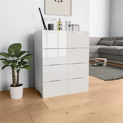 Chipboard High Gloss Finish Easy to Clean Wooden Slide Chest Drawers with 8 Drawers for Home Bedroom Storage Cabinet
