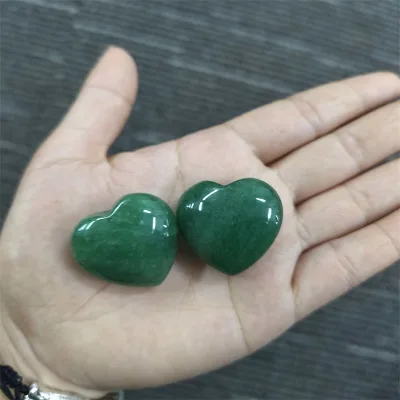 Fantastic 30mm Natural Green Aventurine Crystal Carved Heart Shape Healing Stone Decoration Gift DIY Accessory Gemstone