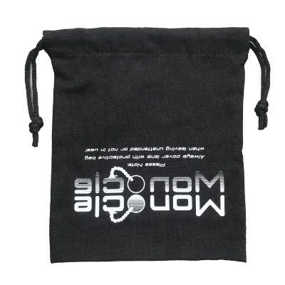 Custom Size Multi Use Small Portable Black Soft Brushed Cotton Drawstring Optical Accessories Bag Dustproof Len Protective Pouch
