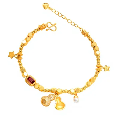 Vietnamese Alluvial Gold Pearl Gourd DIY Bracelet Micro-paved Zircon Money Gourd Ruby Niche Womens Jewelry Electroplated