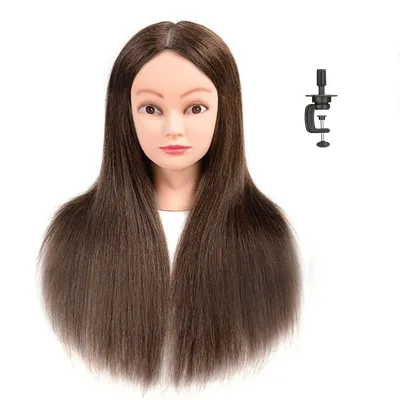 22" 100% Human Hair Mannequin Head and Stand Training Practice Head Styling Dye Cutting Manikin Mannequin Display Heads