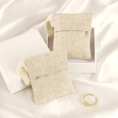 Custom Popular Minimalist Jewelry Storage Bags Cotton and Linen Material Jewelry Storage Bag for Bracelet Necklace Ring Earrings