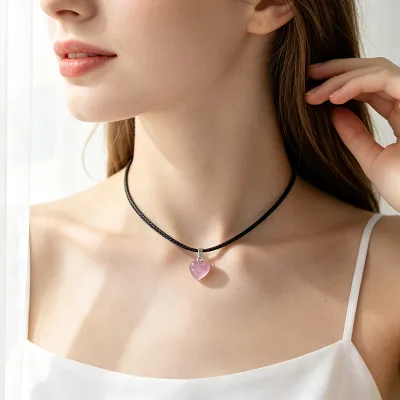 Wholesale Natural Mixed Crystal Mini Heart Crystal PendantHeart Charm Pendant for Jewelry Making DIY