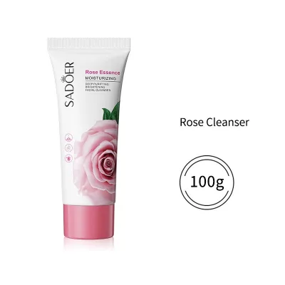 Rose Flower Brightening Moisturizing Cleanser Exfoliating Dark Spot Remover Cleanser, Organic Facial Foam Cleanser