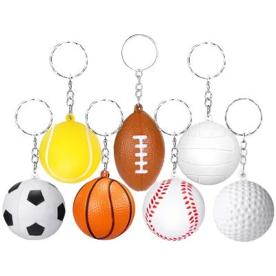 Unisex 3D Durable Solid Foam Decompression Ball Toy Sponge PU Keychain Backpack Pendant Children's Promotional