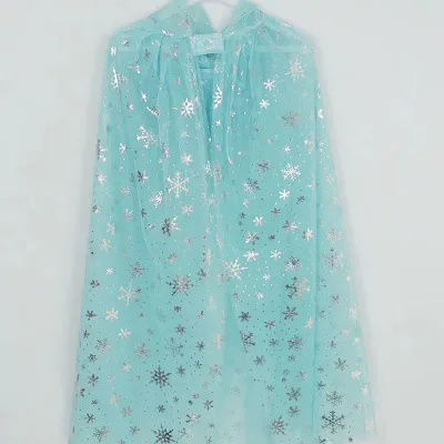 Hot Sale Carnival Handmade Solid Color Princess Cloak Kids Tulle Snowflake Glitter Cape for Girls Party Cosplay Wholesale
