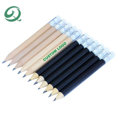Bulk Supply Mini Golf Club Scoring Pencil Custom Logo Golf Pencils With Eraser Wooden Golf Score Pencils for Golf Tournament