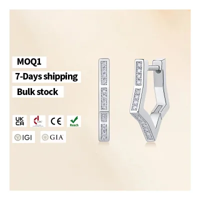 925 Sterling Silver Moissanite Earrings Bulk in Stock Cut Line Three Drill Twist Bead Stud Perfect Gift for Women Fine Jewelry
