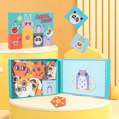 Cross-Border Children's Wooden Cartoon Toy Eco-friendly Magnetic Fun Puzzle Educational Toys for 5-7 Years Old Creative Game Box