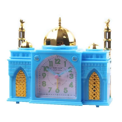 Creative Retro Traditional Battery Powered Muslim Castle Church Luminous Digital Alarm Clock Radio Koran Music Night Light