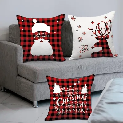 Christmas Decorations Indoor Decor Red Soft Plush Christmas Throw Pillow Covers Cases for Xmas Decorations