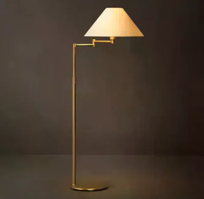 Modern Style Floor Lamp with Sloped Pyramid Brass Shade LED Lighted Standing Lamp for Reading Bedroom