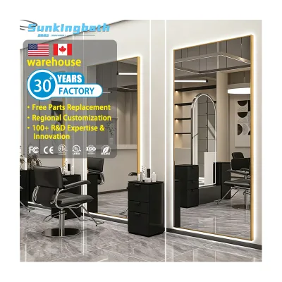 Modern Aluminum Frame Rectangle Full Body Barber Mirror Led Full-length Mirror Hair Salon Mirror with Led Lights for the Wall