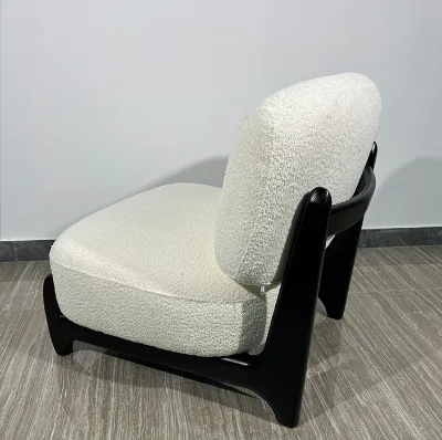 New Design INS Modern Luxury Cream Beanbag Chair Wood Structure Sofa Chair Lazy Single Velvet Sofa for Living Room