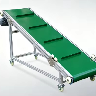 Stair Climbing Conveyor-Heavy Duty Rubber Belt Cargo Lifting Conveyor with Adjustable Speed Anti-Static for Warehouse/Factory