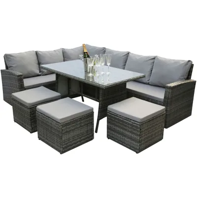 Modern Luxury Durable Aluminum Outdoor Dining Garden Furniture Set with 8 Seating Capacity