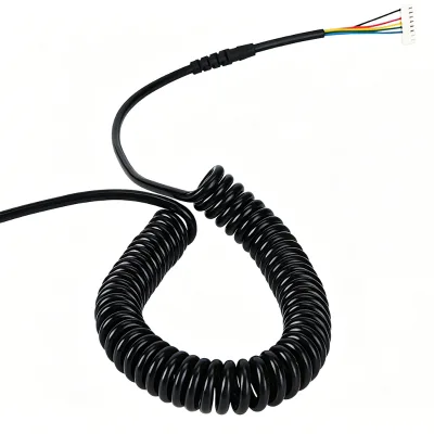 CHAOYI Customize PUR Coiled Spring Cable Spiral Cable with Terminal Connector