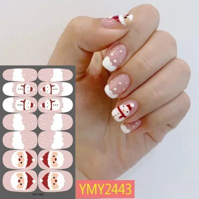 Wholesale 2D Nail Sticker Decal Joyful Christmas Design Strong Glue Non-Toxic Easy Apply