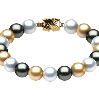 White Gold 18K Gem Fine Pearl Bracelet Pink Pearl Stud 14K 18K Gold Bracelets Single Pearl Bracelet