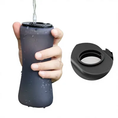 Outdoor Cycling Sports-Grade Silicone Gel Folding Water Bottle Hiking-Compact Large Capacity 350ml Portable Lightweight Wide