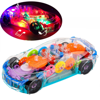 Electronic Transparent Music Car Education Funny Toy Gift