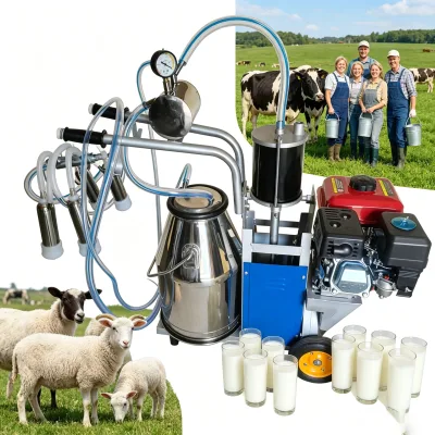 Gasoline Powered Single Bucket Piston Milker No Electricity Needed Portable Milking Equipment for Remote Small Dairy Farms
