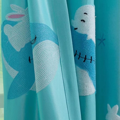 High Density  Blue Upholstery  Fabric Curtain