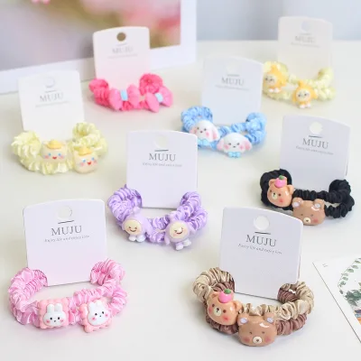 2-Piece Set of Korean Love Headband Tied With Hair Bands 2024 Anime Elasticity Durable Ponytail Hair Loops for Girl