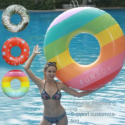 Swimming Ring Manufacturers Spot New Environmental Protection PVC Five-Pointed Star Rainbow Coconut Adult Inflatable Floating