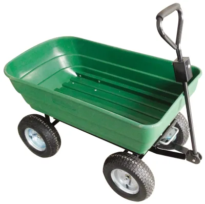 Foldable Four Wheel Plastic Garden Dump Trolley Wagon Cart