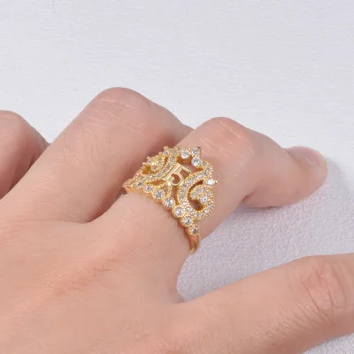 Beverly 14k Gold Plated Fashion Ring Zircon Gold Ring for Women Girl Jewelry