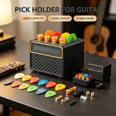 3D Printed Guitar Pick Storage Box Guitarist Gift Box Portable Guitar Plectrum Holder Desktop Guitar Accessories Organizer