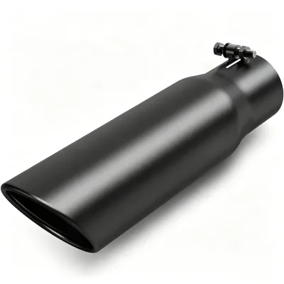Stainless Steel Exhaust Muffler Tip Slant Cut Rolled Edge Tail Pipe Mirror Polished for Diesel Truck Pickup Multiple Sizes