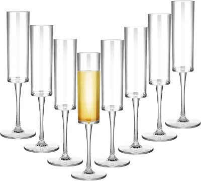 Manufacturer Promotion Goblet Plastic Champagne Flutes Elegant Cocktail 6oz Disposable Champagne Flute for Wedding