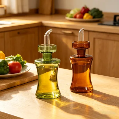 High Borosilicate Colored Glass Leak-Proof Dishwasher Safe BPA Free Food Grade Luxury Handcrafted Cooking Oil Olive Oil Vinegar