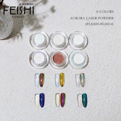 Shiny Colorful Aurora Laser Nail Powder, rainbow Glitter Nail Decoration Manicure Pigment, Holographic Laser Effect Nail Art.