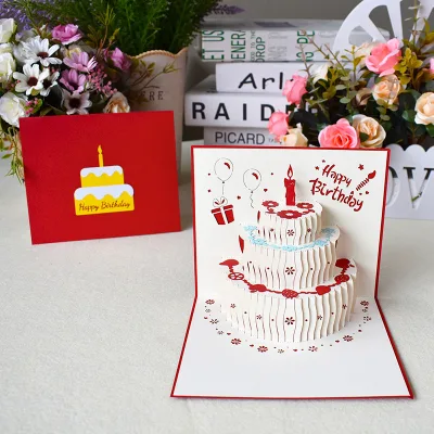 Aegean Cake White Paper Card Pop-up Funny Gift 3d Popup Birthday Invitation Cards for Kids