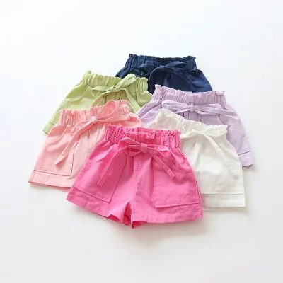 Summer Baby Girl Shorts with Pocket Fashion Kids Shorts Pants for 1-8 Years