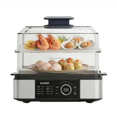 Direct Manufacturer 1500W Electric Digital Food Steamer Stackable 1-3 Layers Stainless Steel Transparent Design Outdoor Car