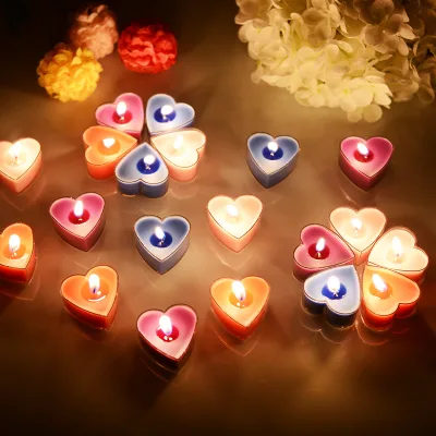 Paraffin Wax Heart-shaped Tea Light Candles 9 Pcs Per Pack Romantic Festival Birthday Candles for Valentine's Day Party